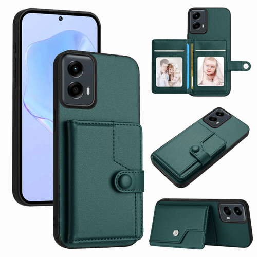 Moto G 5G 2024 Button Card Bag RFID Anti-theft Phone Case - Green